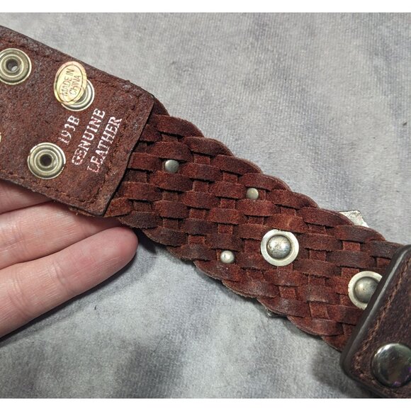 Cowgirl Glam Floral Braided Leather Rhinestone Bracelet - Picture 12 of 14